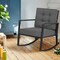 Costway Patio Rattan Rocker Chair Outdoor Glider Rocking Chair Cushion Lawn Navy\Black\Grey